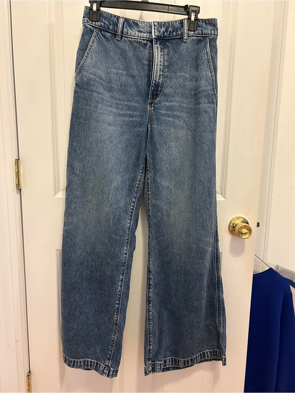 High-Waist Trouser Wide Leg Jeans - Medium Blue